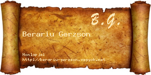 Berariu Gerzson névjegykártya